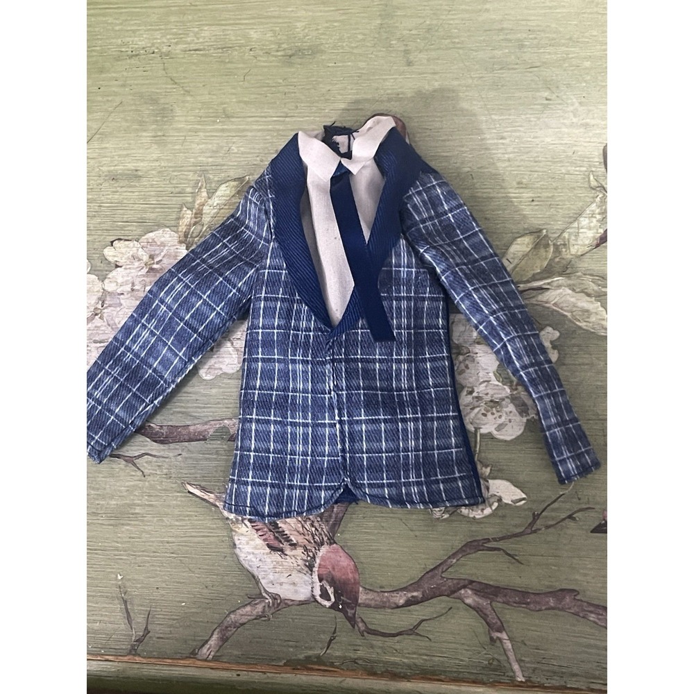 Ken Barbie Fashionista Fashion Pack Plaid Suit Blue Jacket Tie Blazer Top